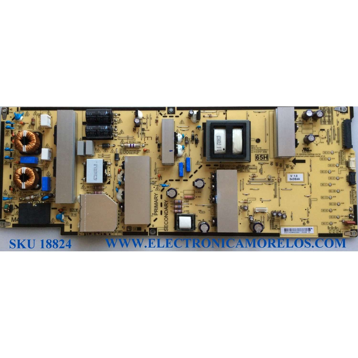 FUENTE DE PODER PARA TV LG / NUMERO DE PARTE EAY64229411 / LGP65H-16UH12 / 64229411 / OPVP-0302 / PANEL LC654EQF (YJ)(F1) / MODELO 65UH9500-UA / 65UH9500-UA.BUSWLJR